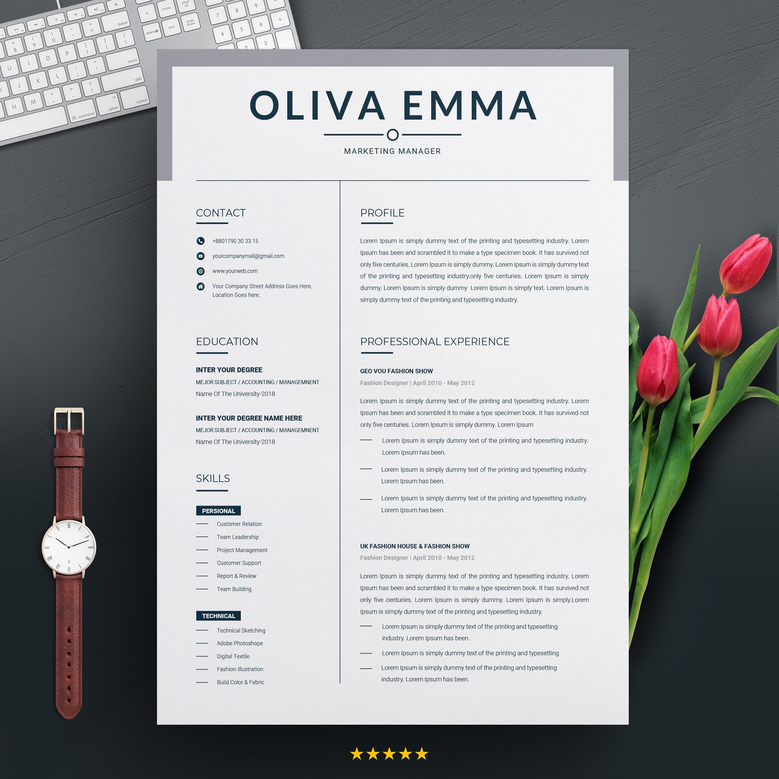 Marketing manager Resume Template #70621 - TemplateMonster