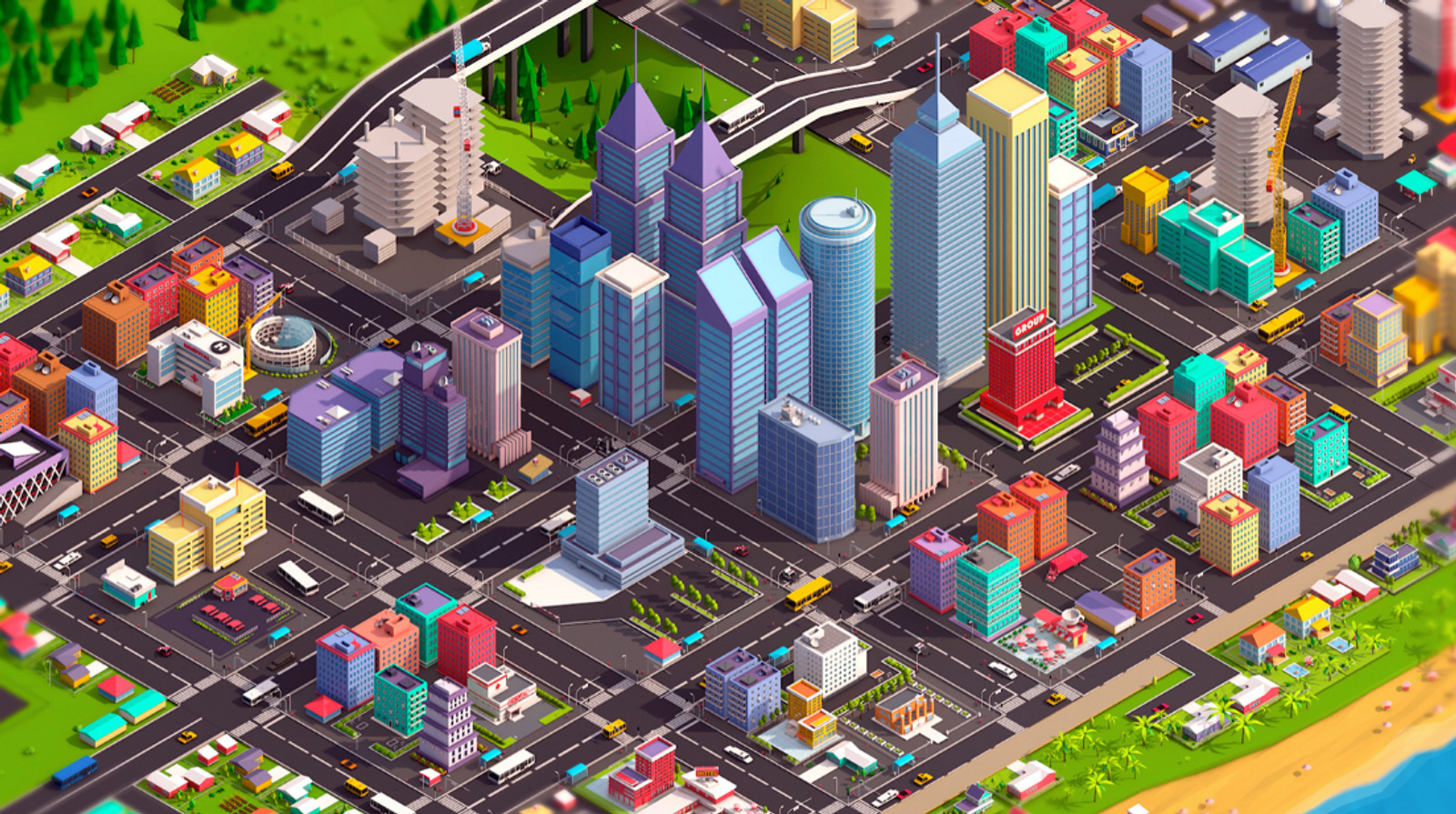 Low Poly Megapolis City Premium Pack 3D Model