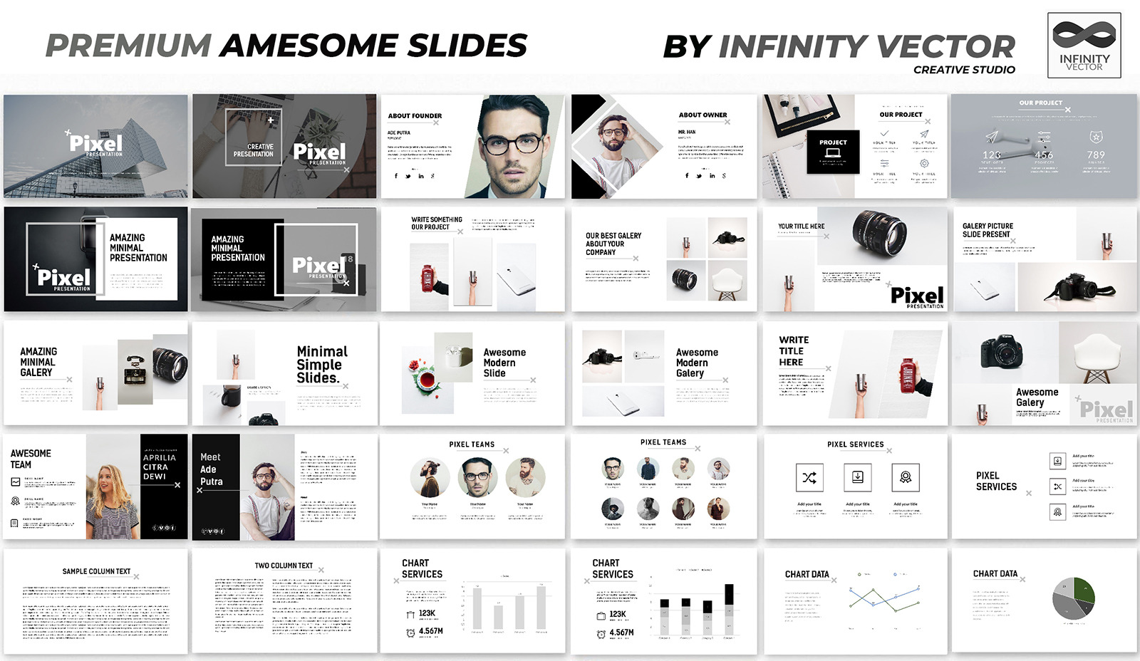 Pixel Minimal PowerPoint template #98047 - TemplateMonster