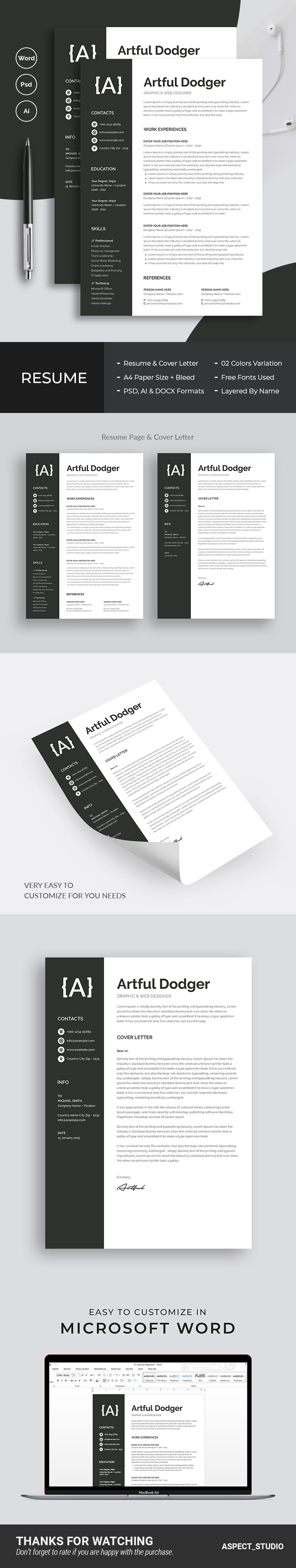 Artful Dodger Resume Template #84056 - TemplateMonster