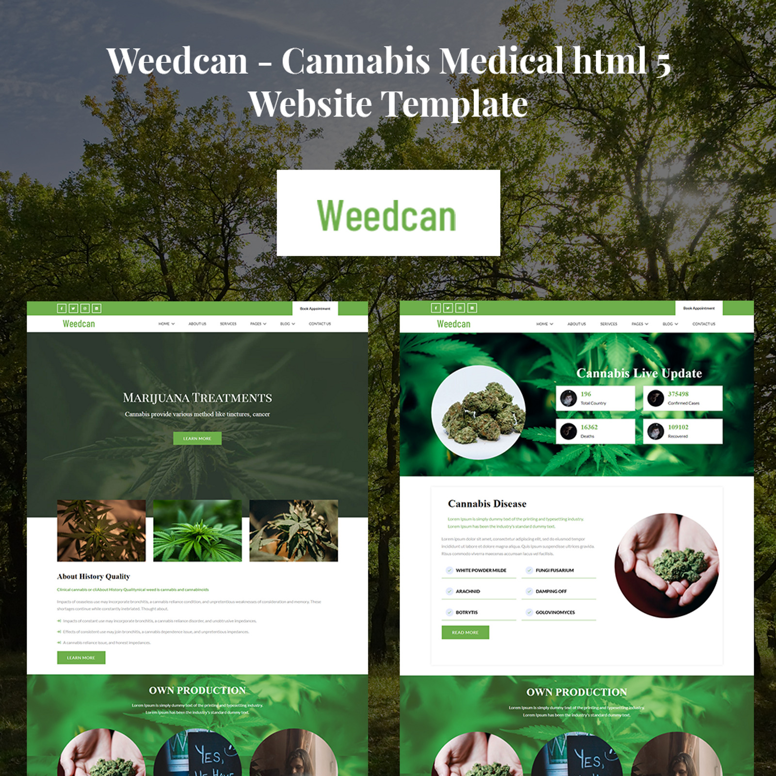 Weedcan Cannabis Medical html 5 Website Template
