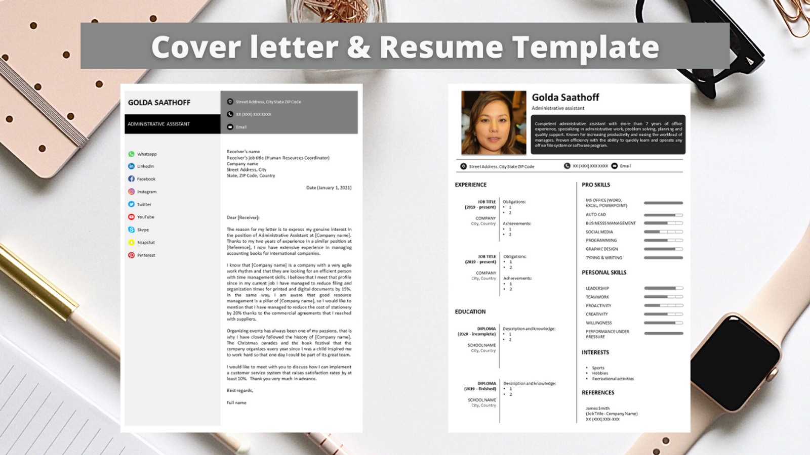 Professional No 04 - Modern Monochrome Resume Template