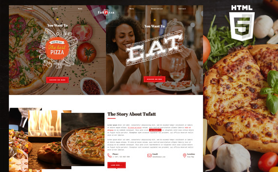 Template Htm5 Responsive Pizza Free Download Fattpizza | Pizza and Dinner HTML5 Website Template #104001
