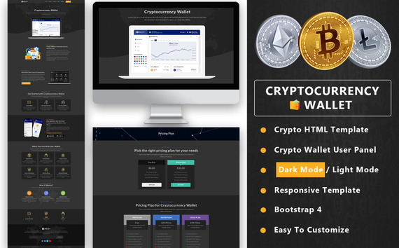 Cryptocurrency Wallet Website Template - HTML5 #110137