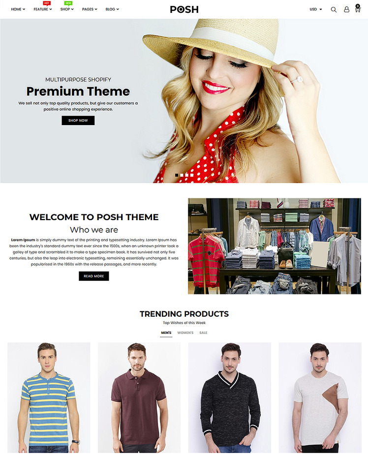 Posh Simple Clean Minimalist Responsive Shopify Theme #77546