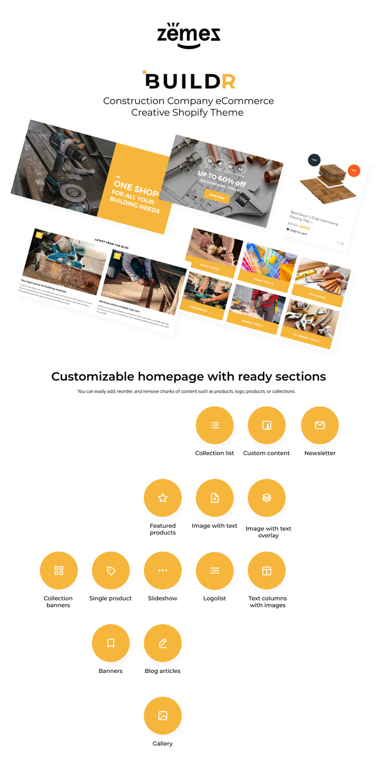 BUILDR Construction Company eCommerce Creative Shopify Theme #79484-1