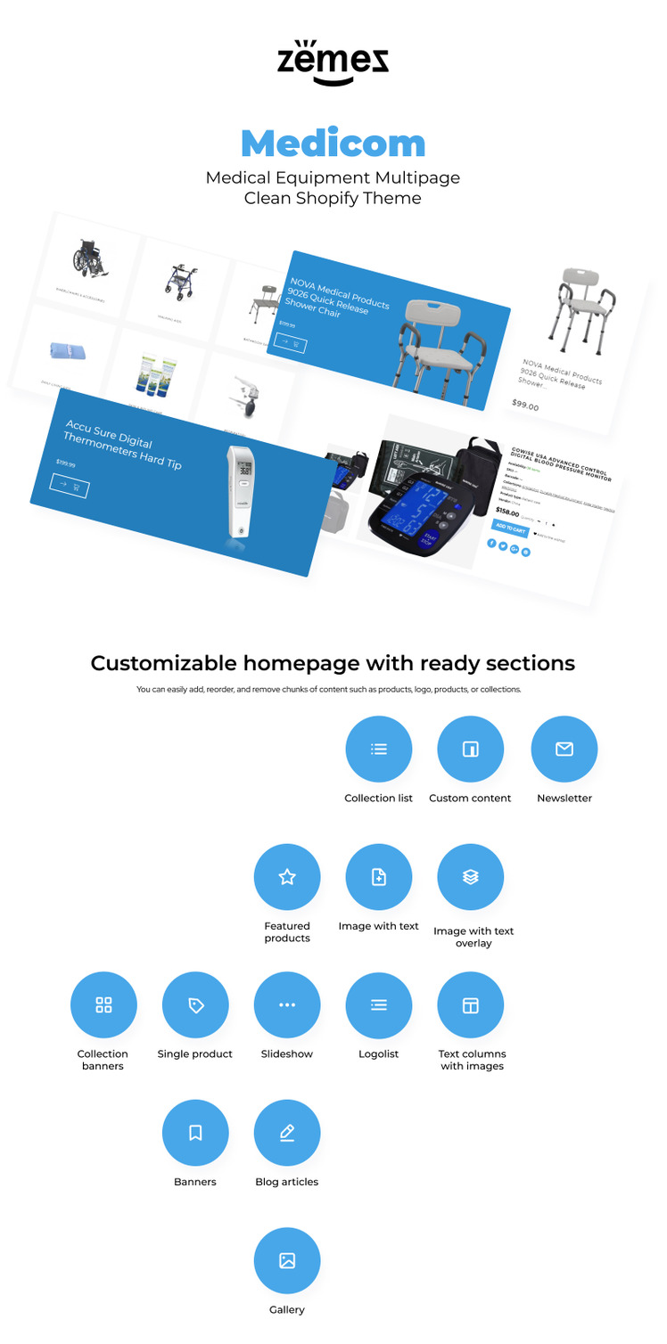 Medicom Medical Equipment Multipage Clean Shopify Theme #79483-1