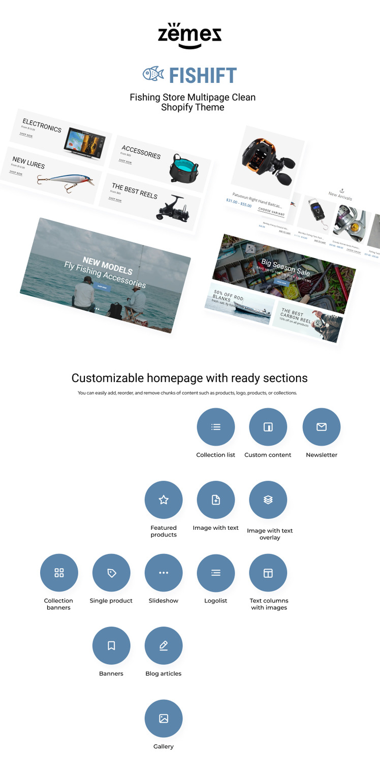 Fishift Fishing Store Multipage Clean Shopify Theme #80153-1