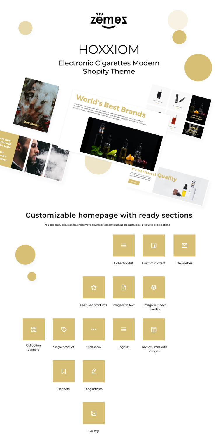 Hoxxiom Electronic Cigarettes Modern Shopify Theme #80482-1