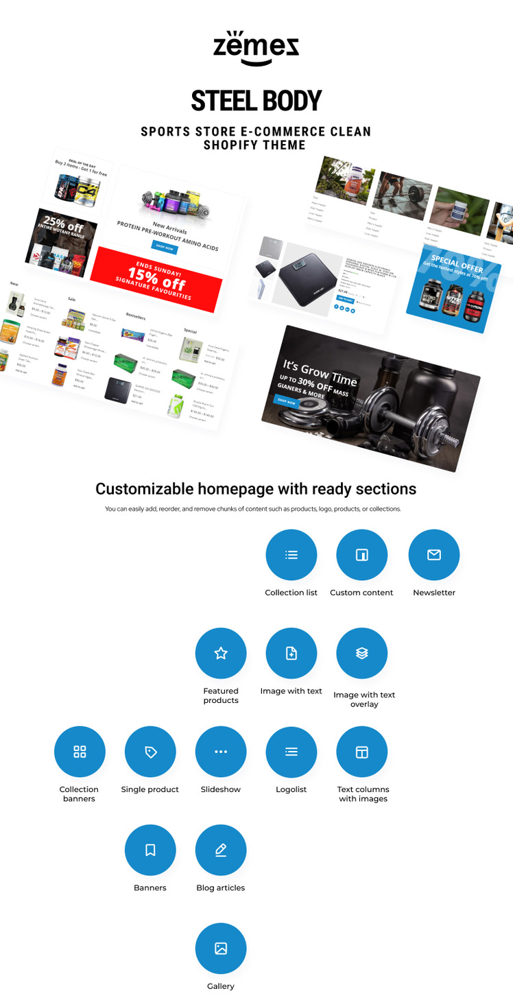 Steel Body Sports Store E commerce Clean Shopify Theme #80707-1