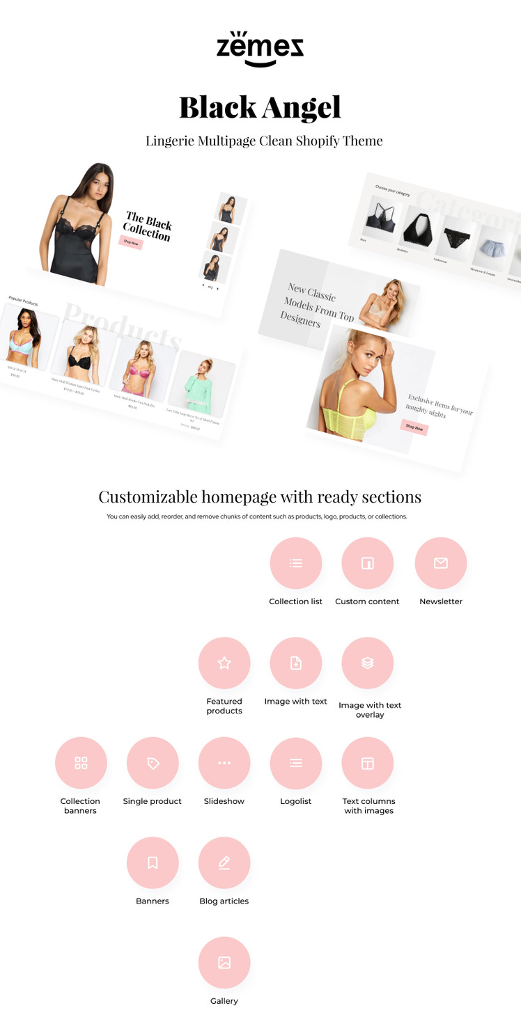 Black Angel Lingerie Multipage Clean Shopify Theme #80706-1