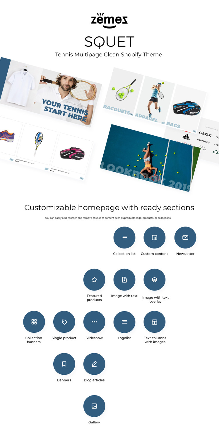 Squet Tennis Multipage Clean Shopify Theme #82000-1