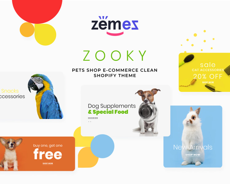 Zooky Pets Shop E commerce Clean Shopify Theme #82061-1