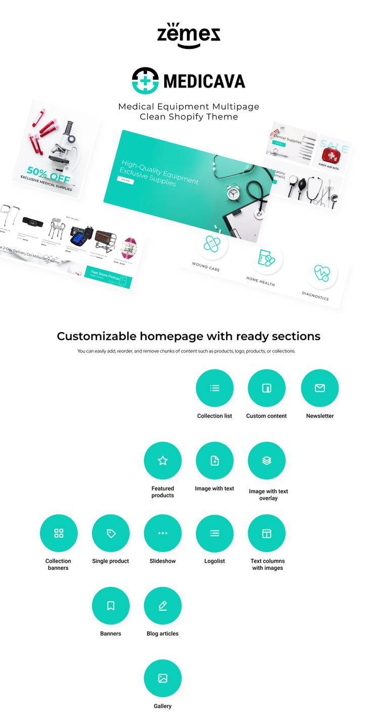 Medicava Medical Equipment Multipage Clean Shopify Theme #82698-1