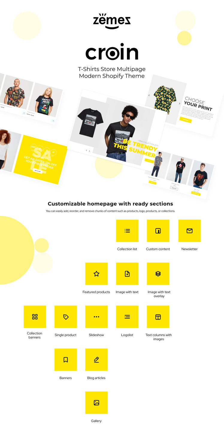 Croin T shirt Multipage Clean Shopify Theme #82915-1