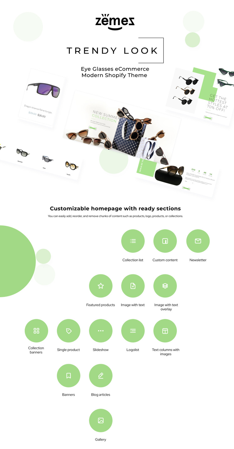 Trendy Look Eye Glasses eCommerce Modern Shopify Theme #83974-1