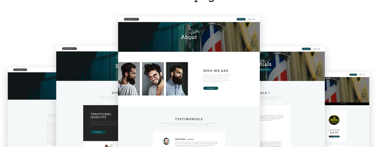 Barber Shop Responsive Multipage Website Template #66269