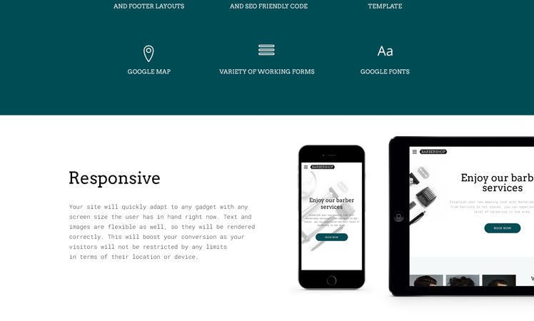 Barber Shop Responsive Multipage Website Template #66269