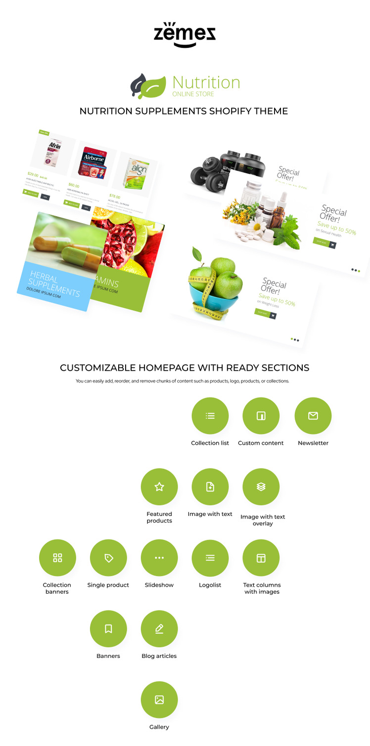 Nutrition Supplements Shopify Theme #52255-1