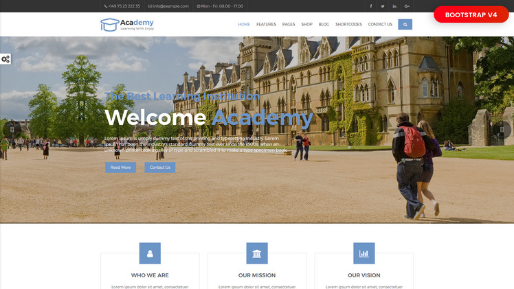 Academy - Education, Learning Courses & Institute Website Template #65554