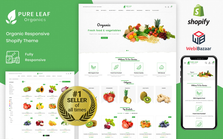 Pureleaf Organic Shopify Theme #86041