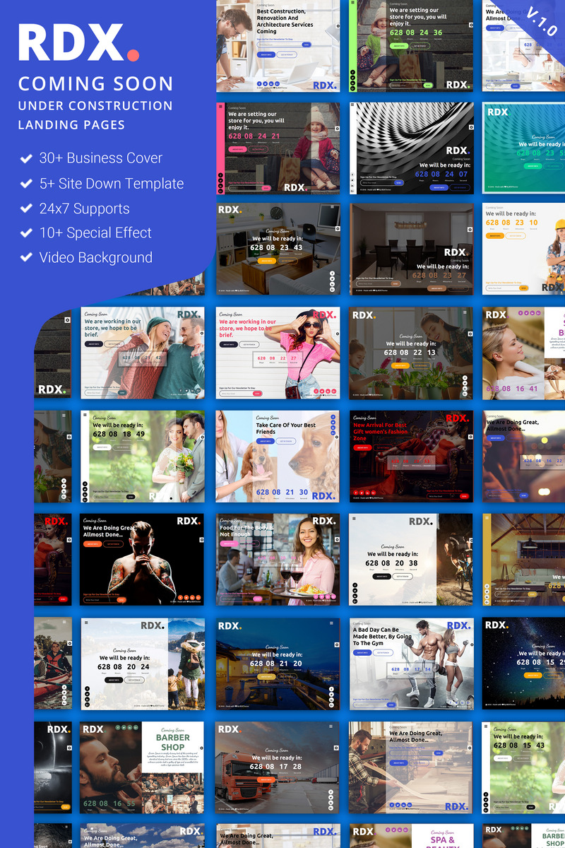 RDX: Coming Soon, Under Construction Landing Page Template - Features Image 1