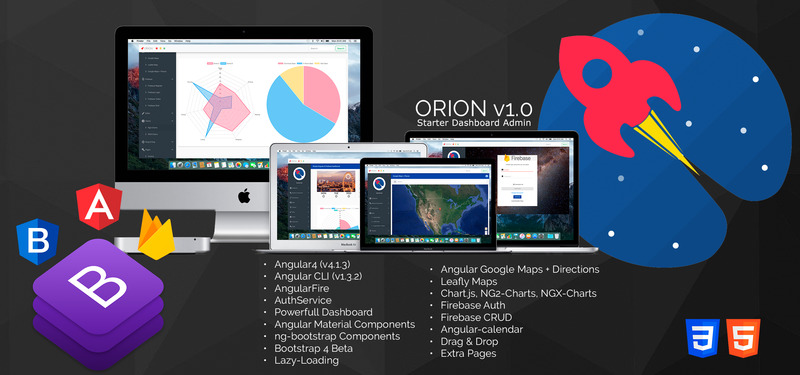 ORION - Simple Angular 4 and Bootstrap 4 Admin Dashboard Template - Features Image 1