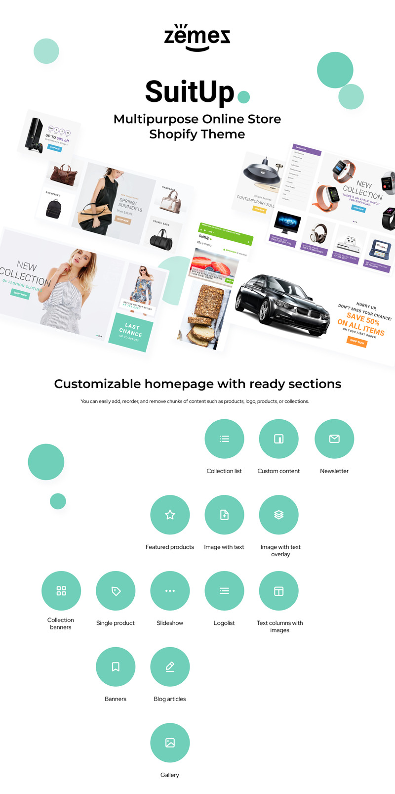 SuitUP - Multipurpose Online Store Shopify Theme - Features Image 1