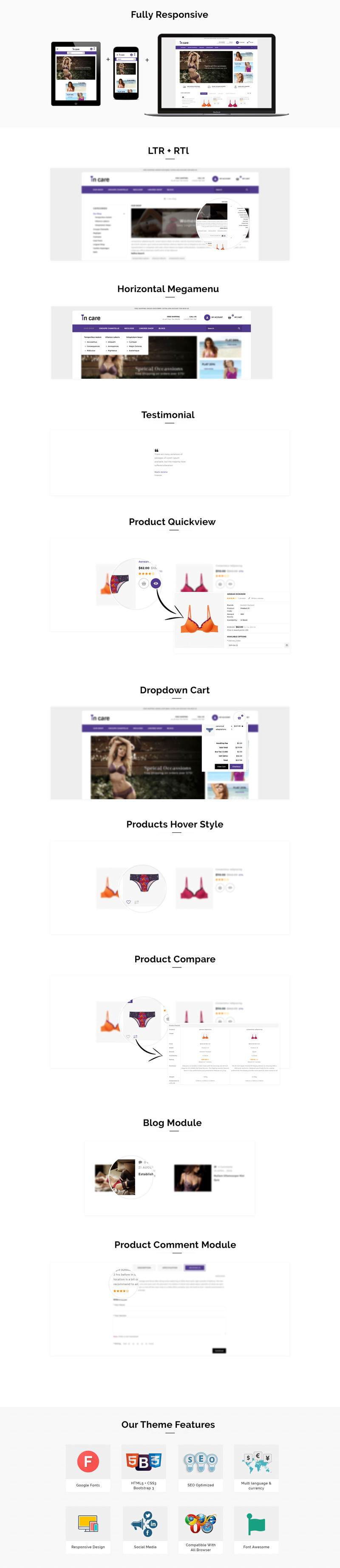 Incare Lingerie Store - Responsive OpenCart Template - Features Image 1
