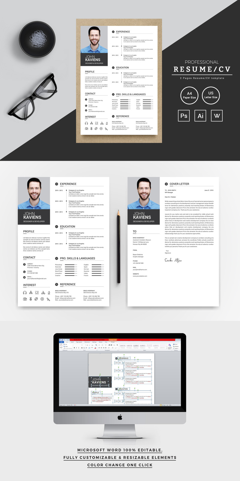 John Kaviens Designer & Developer Resume Template - Features Image 1