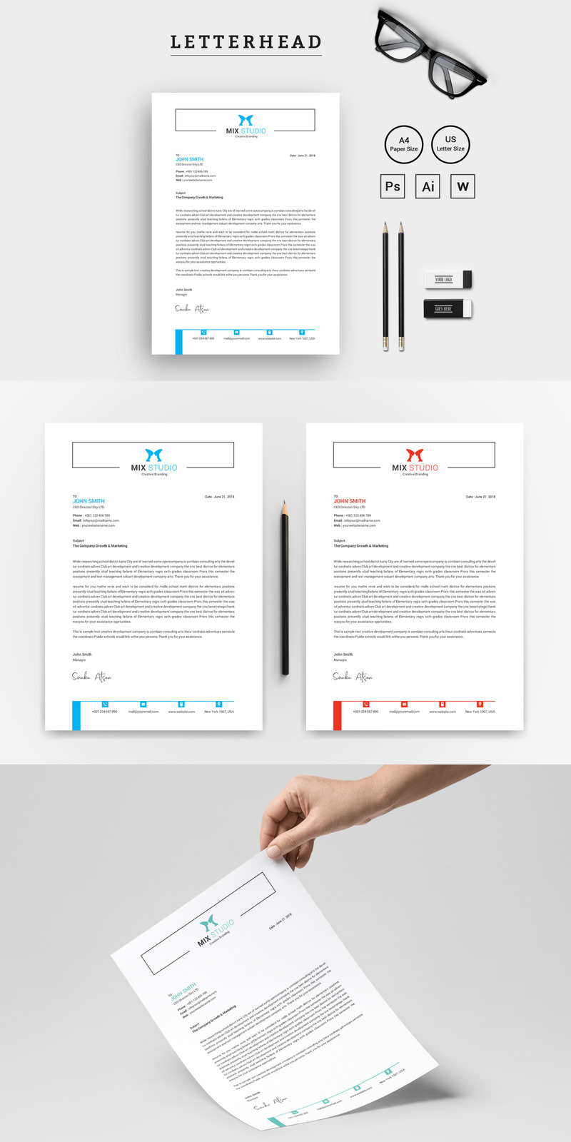 Szablon tożsamości korporacyjnej Mixed Studio Corporate Letterhead #74646 - Obrazek wyróżniający {numer}