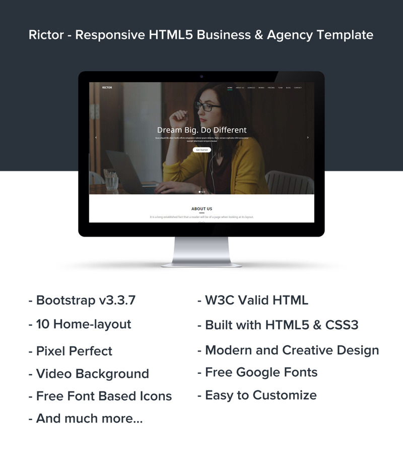 Rictor - Responsive HTML5 Business & Agency Template - Features Image 1