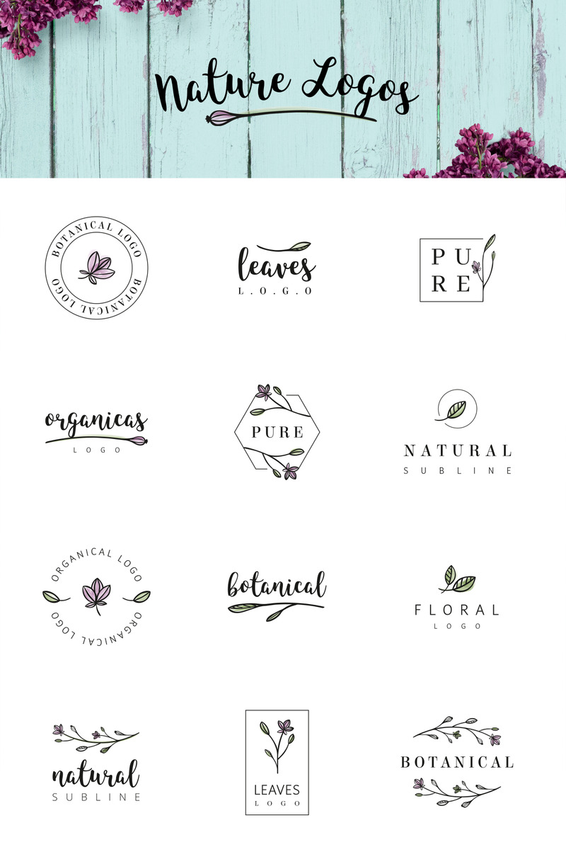 Naturalne i kwiatowe gotowe logo + szablon logo BONUS - Obraz funkcji 1