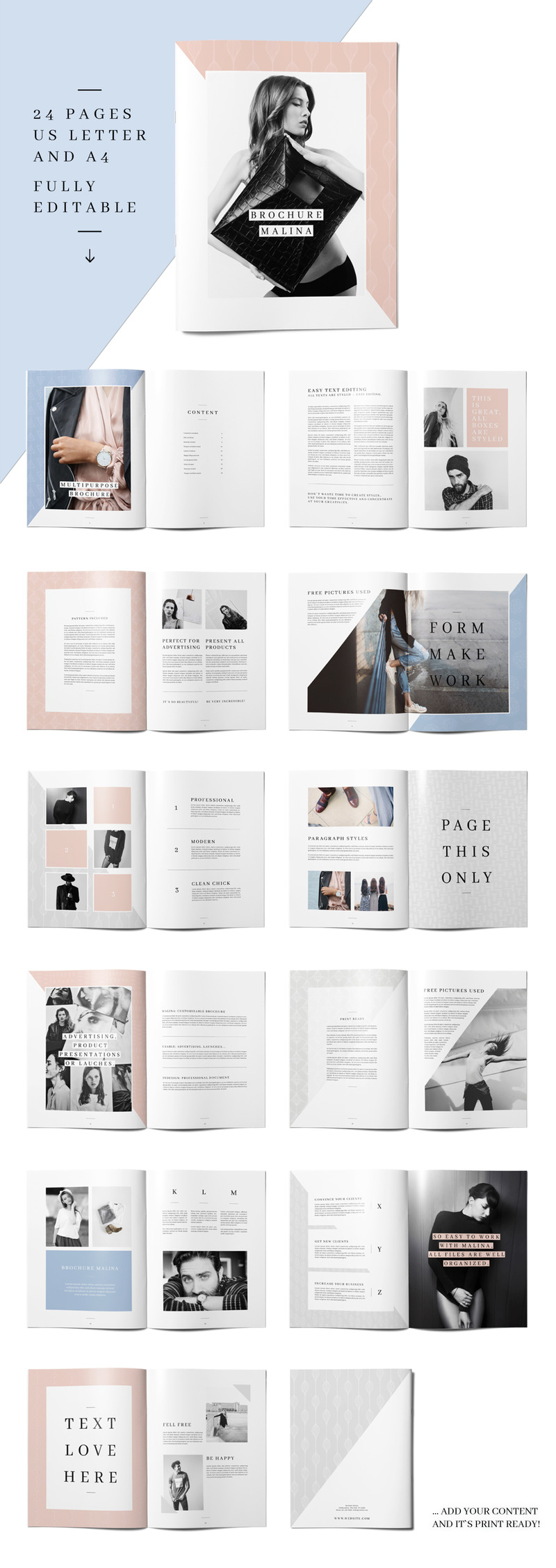 MALINA 24 Pages Brochure + 20 Pattern - Corporate Identity Template