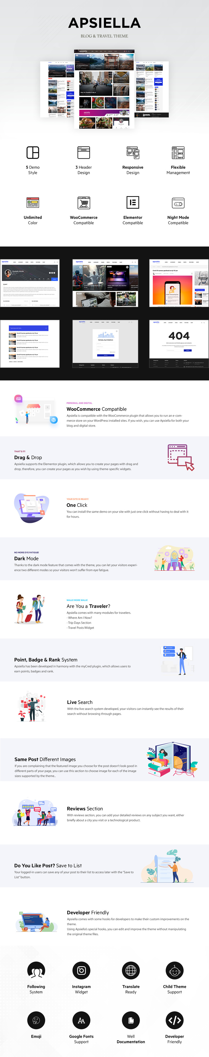 Apsiella - For Bloggers & Travelers WordPress Theme - Features Image 2