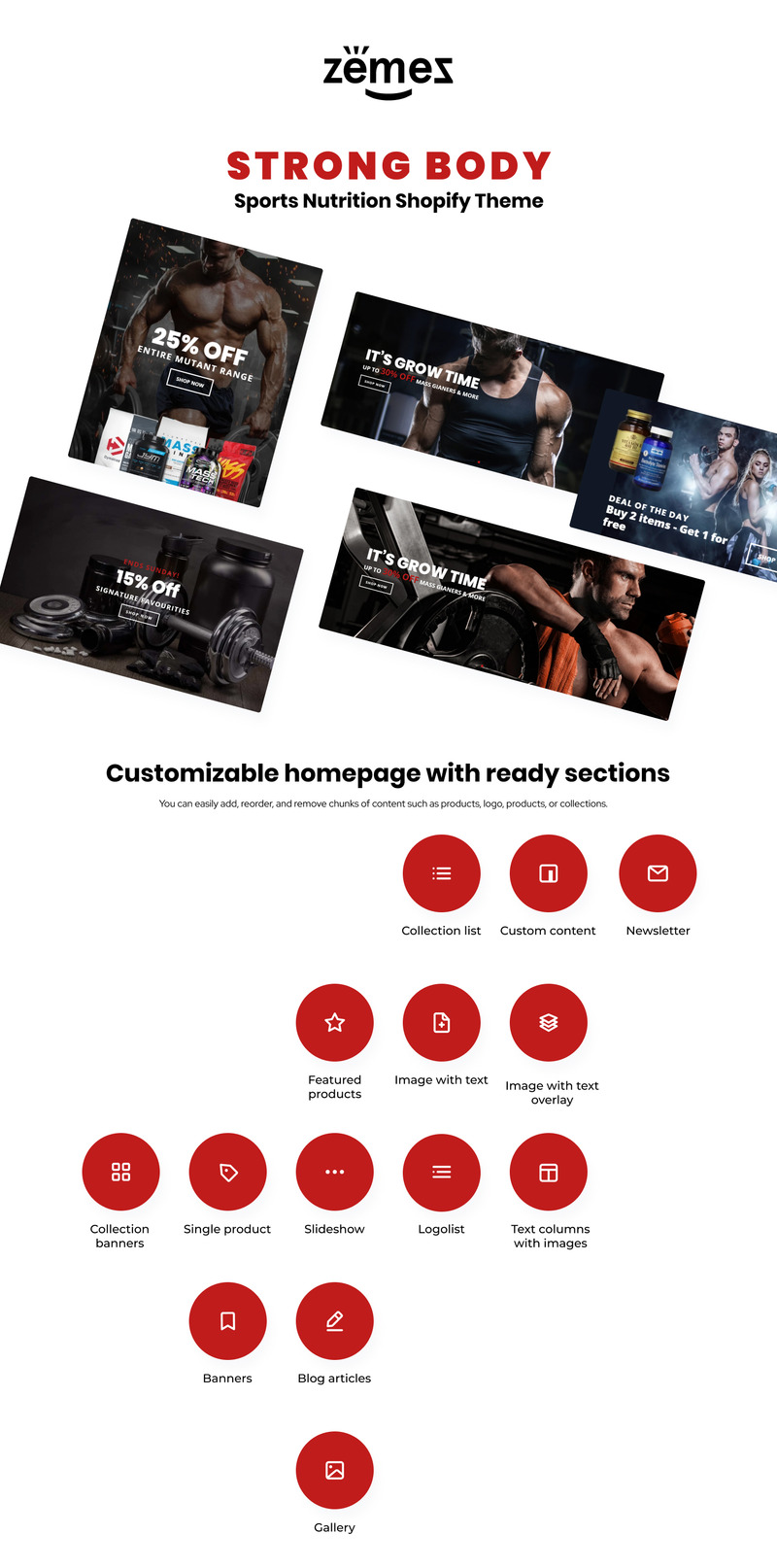 Tema Shopify Strong Body - Sports Nutrition #74859 - Imagen de características 1