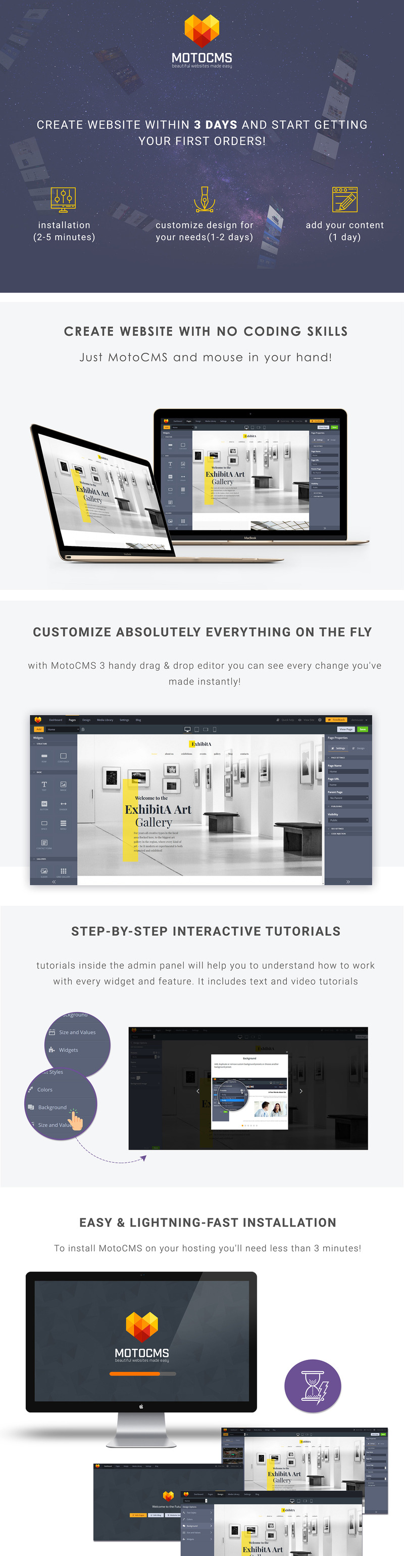 ExhibitA - Art Gallery Moto CMS 3 Template - Features Image 1