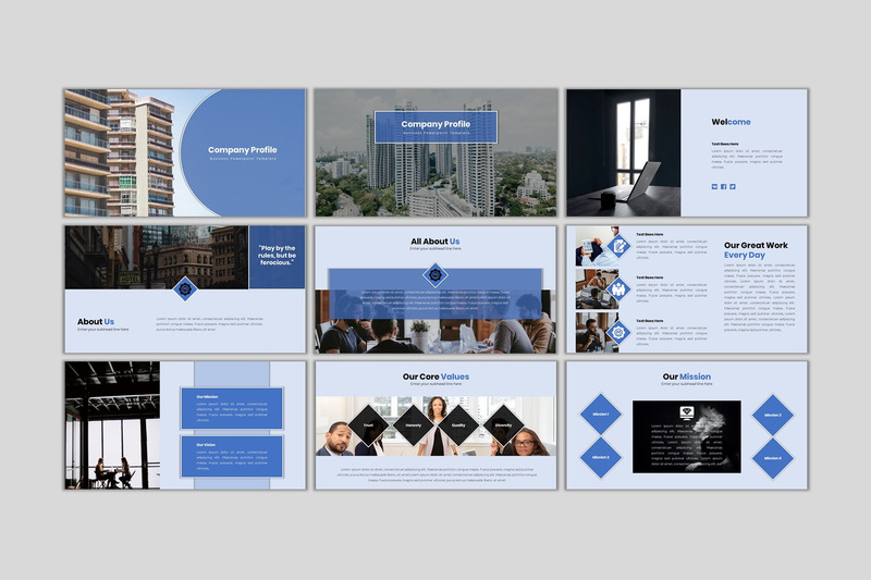 Firmenprofil - Kreativer Geschäftsplan Google Slides - Eigenschaften Bild 1