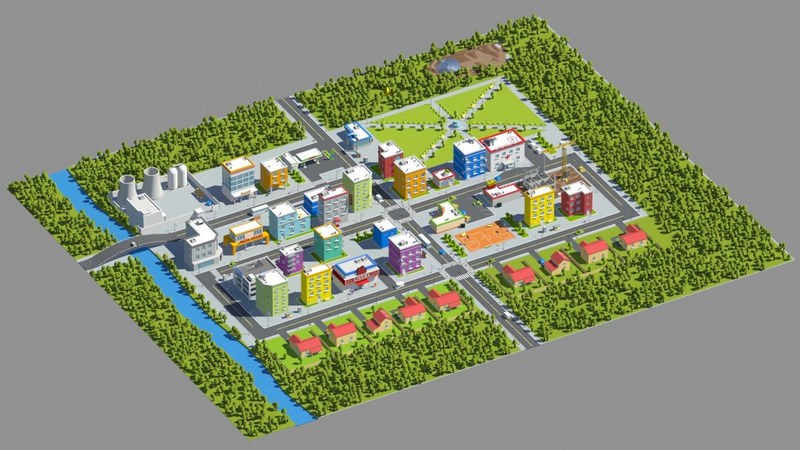 Low Poly City 3D Model - Features Image 1