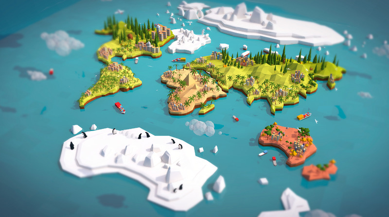 Cartoon Low Poly Earth World Map 3D Модель - Features Image 2