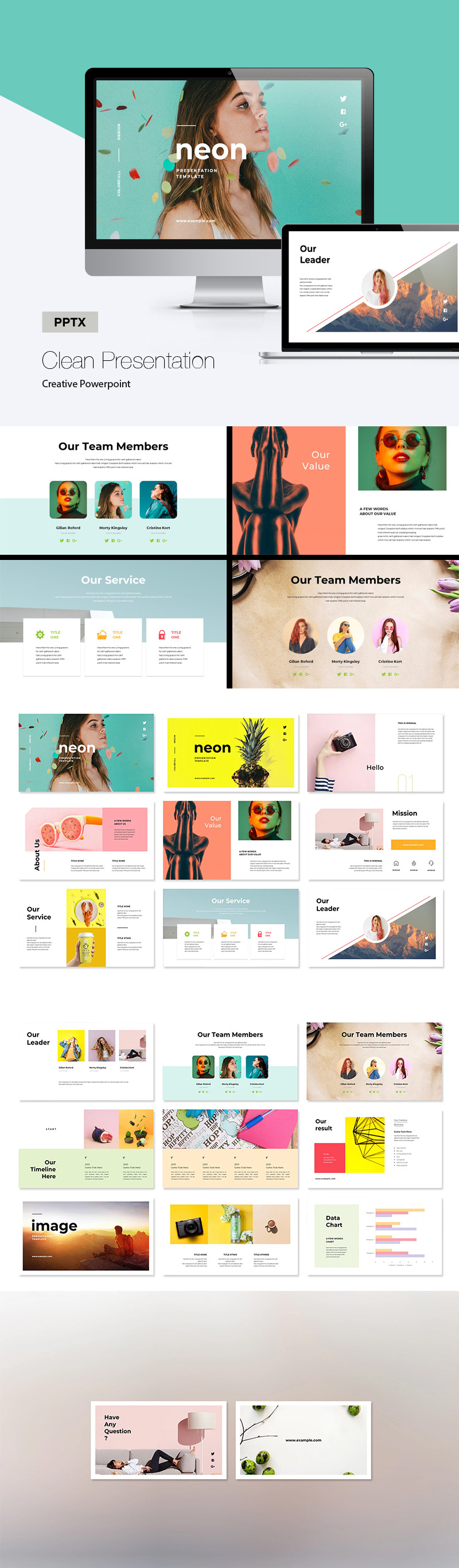 Neon Colorful Presentation PowerPointmall #87087 - Funktionsbild 1