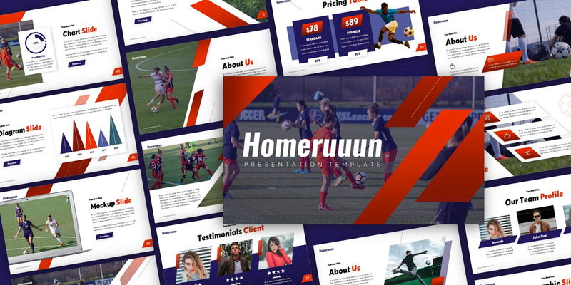 Homeruuun Sport Presentation PowerPoint template - Features Image 1