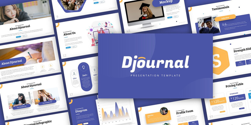 Modello PowerPoint di presentazione dell'istruzione Djournal - Caratteristiche Immagine 1