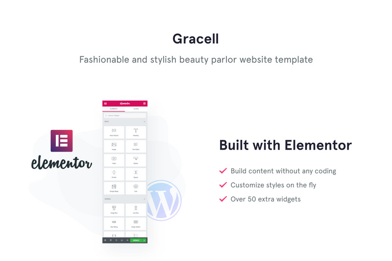 Responsivt Gracell - Beauty Salon Elementor WordPress-tema #71864 - Funktionsbild 1