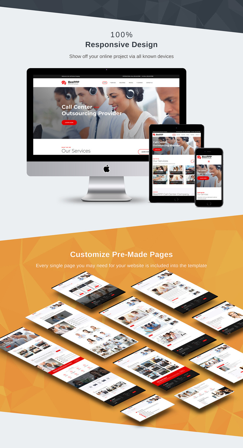 Call Center Company Moto CMS 3 Template Moto CMS 3 模板 #79488——特色图像 3