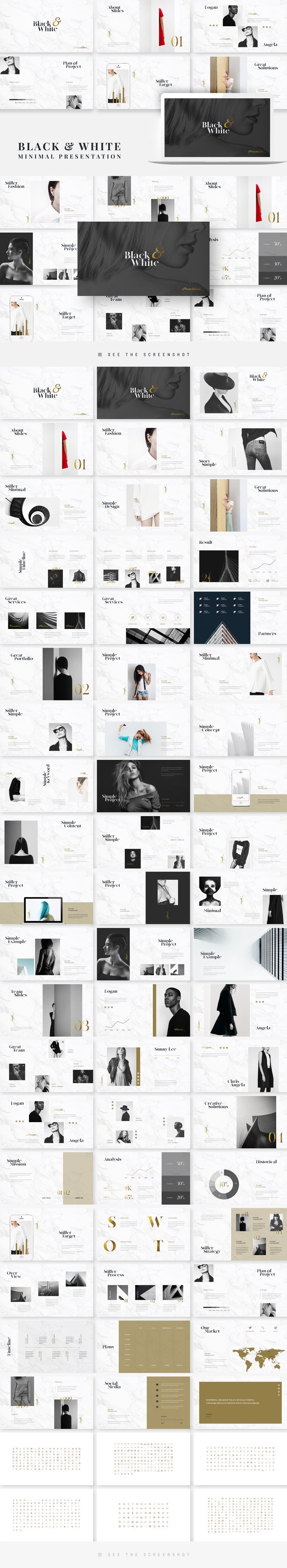 Black and White Marble PowerPoint template - Features Image 1
