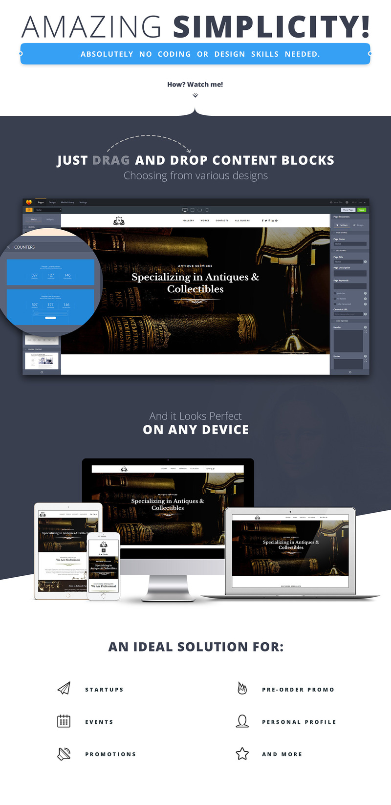 Antike - Sammelobjekt Landing Page Template - Bildeigenschaften 1