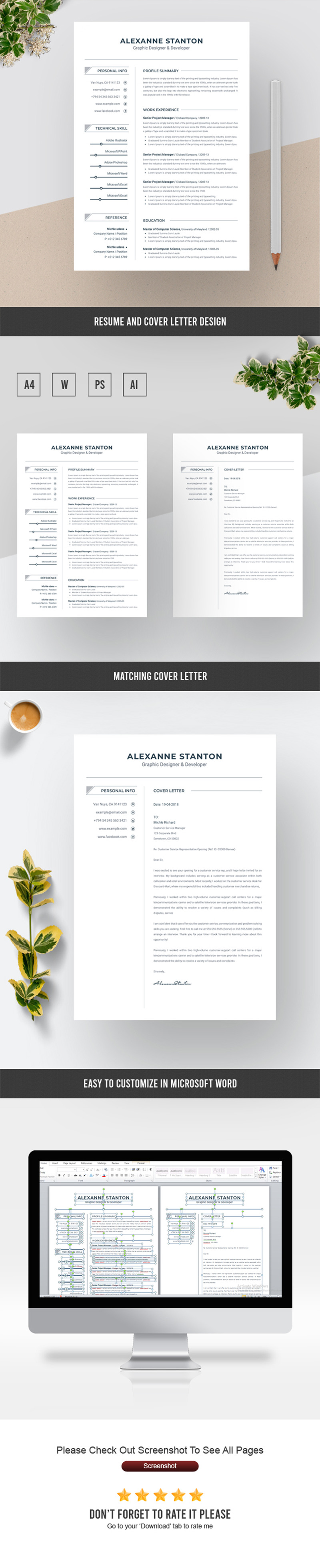 Alexanne Stanton Clean Resume Template - TemplateMonster