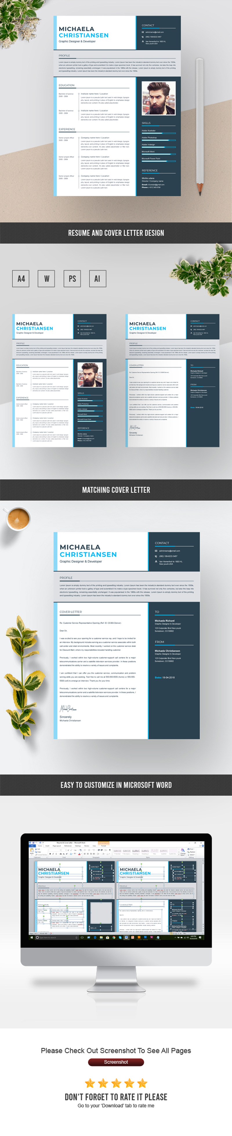 Michaela Resume Template - Features Image 1