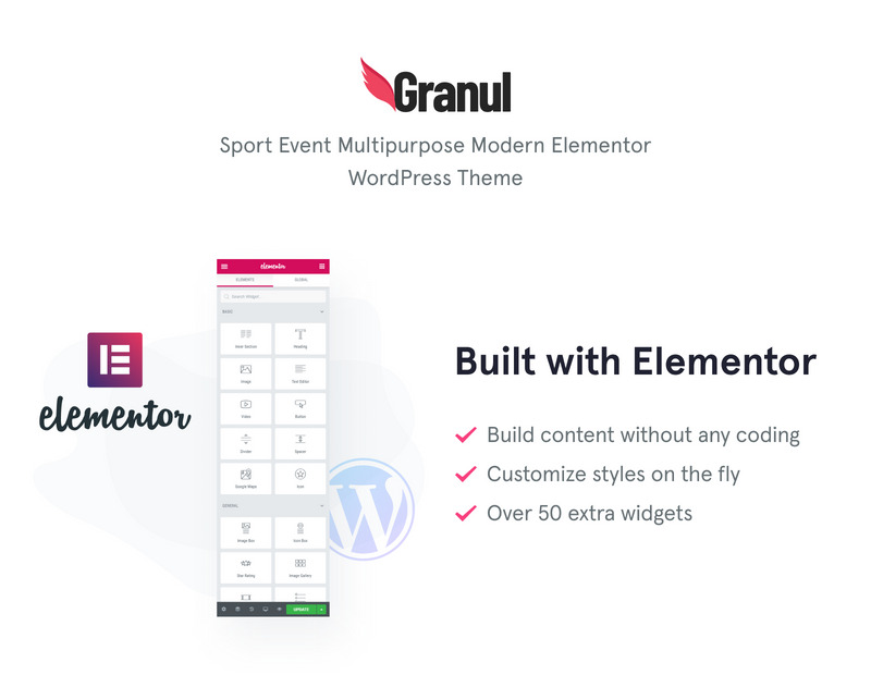 Granul - Sport Event Multipurpose Modern Elementor WordPress Theme - Features Image 1